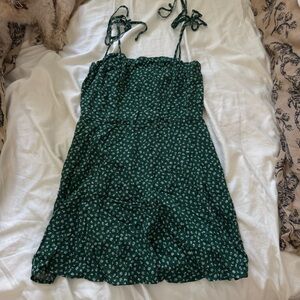 Reformation Dark Green Floral Dress